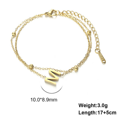 Titanium Steel Double-Layered Chain Letter Necklace Bracelet