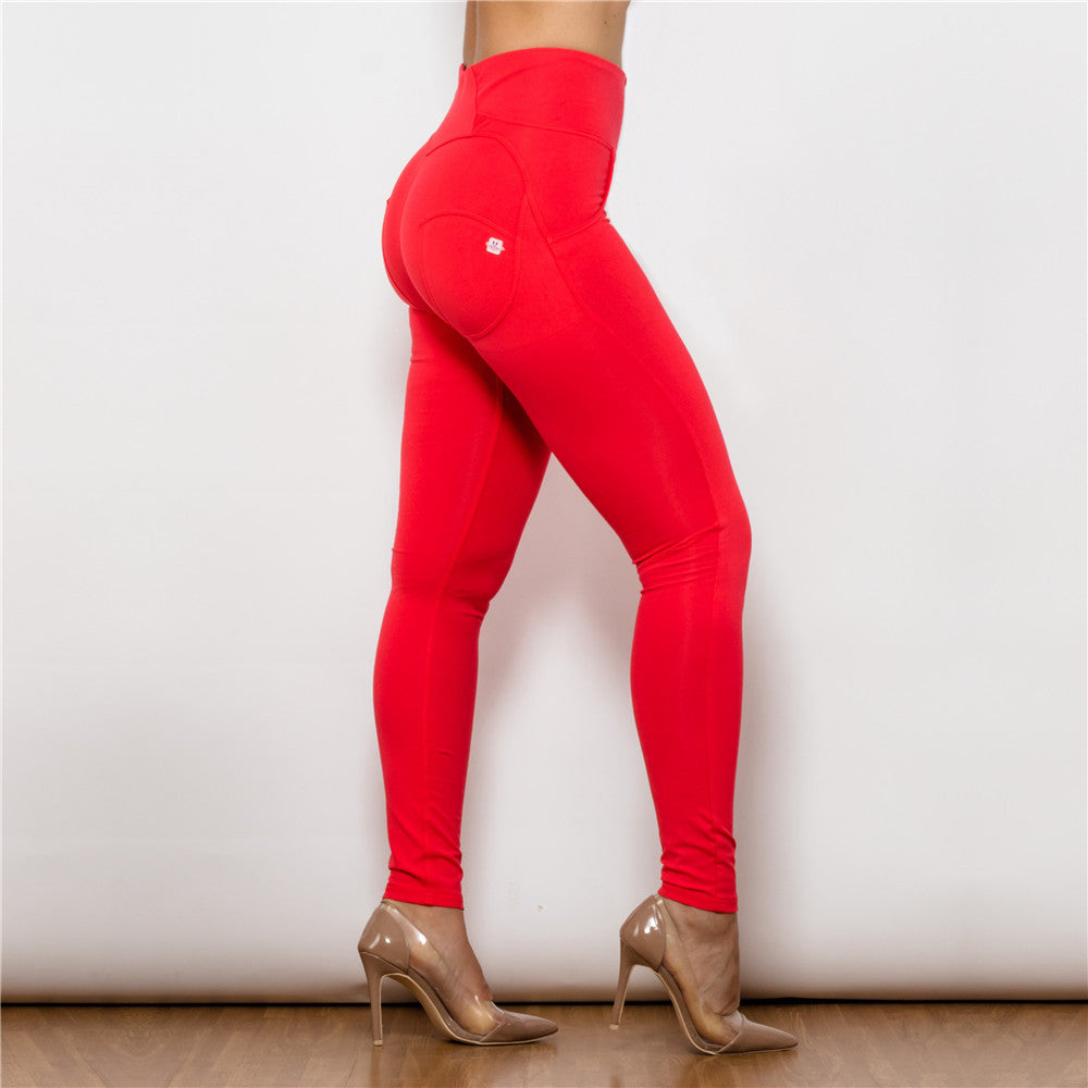 Red Leggings Pants Butt Lifting Leggings Peach Lift