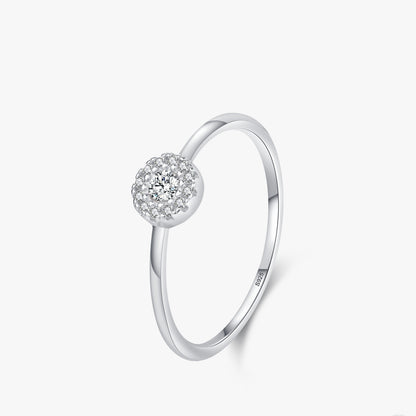 S925 Silver Simple Round Micro-Stone Pandora Ring