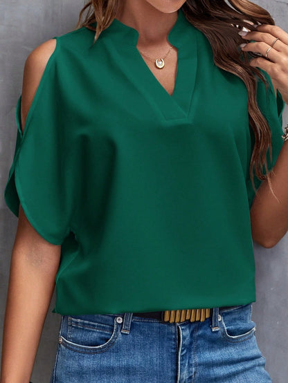 V-neck Graceful And Fashionable Off-the-shoulder Sleeves Women's Top