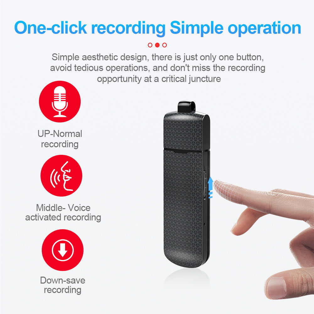 USB Disk Encrypted Audio Recorder with High Resolution Noise Reduction Rechargeable