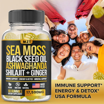 All-in-one Soft Candy Suit - Support for Sexual Health, Supplement Containing Sea Moss, Black Seed Oil, Ashwagandha, Shilajit, and Turmeric