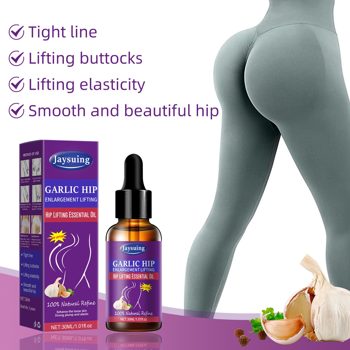 JAYSUING Hip Lifting and Firming Garlic Essential Massage Oil 30ml