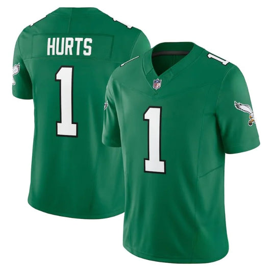 Camiseta verde de Jalen Hurts Kelly de los Philadelphia Eagles para hombre