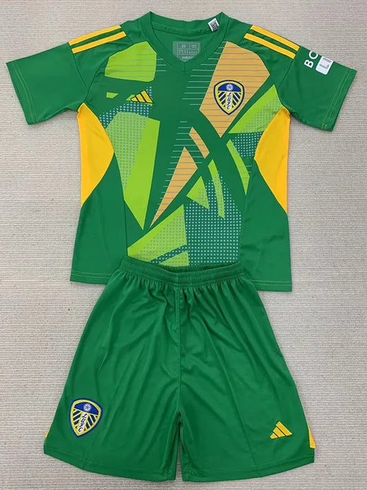 2024-25 Leeds United Green GoalKeeper Kids Soccer Jersey