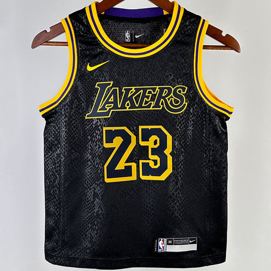 Lakers JAMES #23 Black Kids NBA Jersey