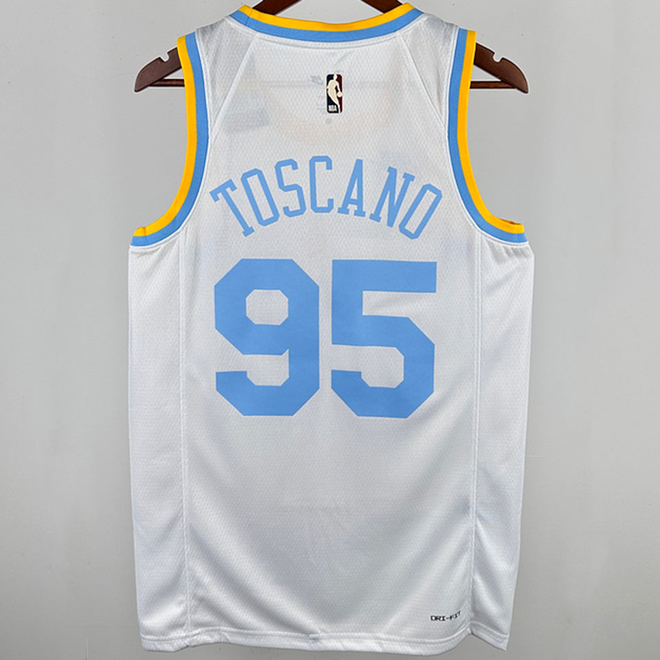 2025 Lakers TOSCANO #95 White Retro NBA Jerseys