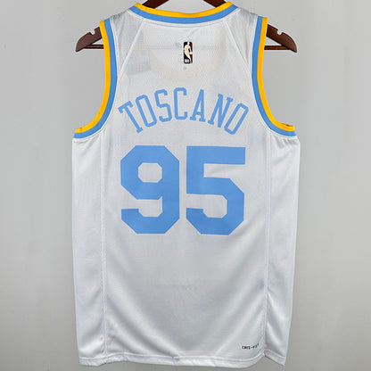 2025 Lakers TOSCANO #95 White Retro NBA Jerseys