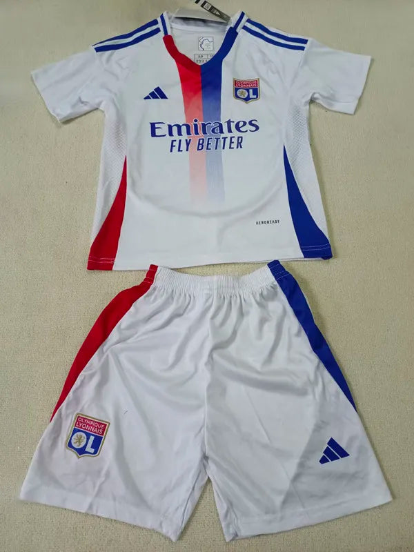 2024-25 Lyon Home Kids Soccer Jersey Suit