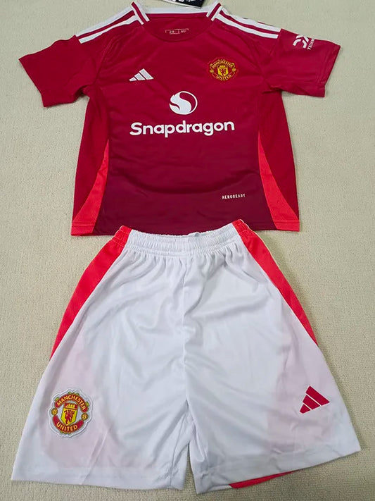 2024-25 Man Utd Home Kids Soccer Jersey Suit