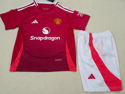 2024-25 Man Utd Home Kids Soccer Jersey Suit