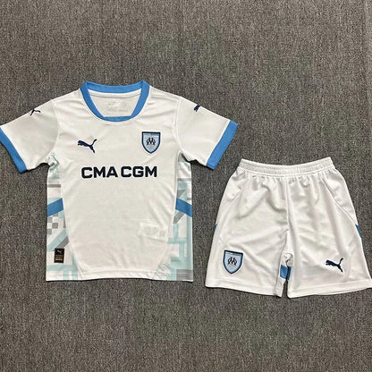 2024-25 Marseille Home Kids Soccer Jersey Suit