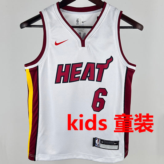 2024/25 Miami Heat JAMES #6 White Kids NBA Jersey