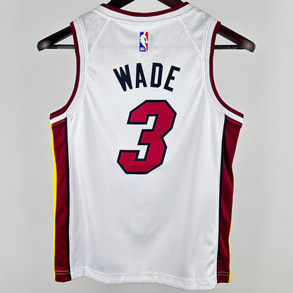 2024/25 Miami Heat WADE #3 White Kids NBA Jersey