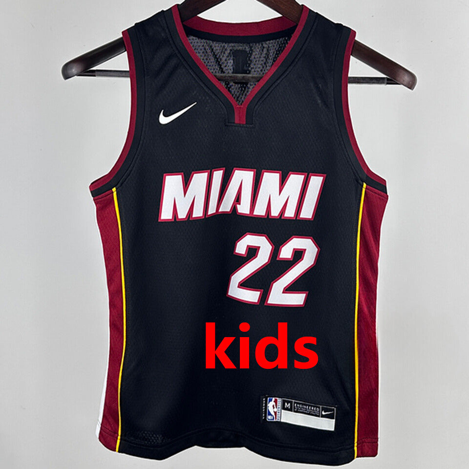 2024/25 Miami Heat BUTLER #22 Black Kids NBA Jersey