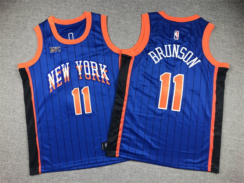 New York Knicks BRUNSON # 11 Blue City Edition and White Kids NBA Jersey