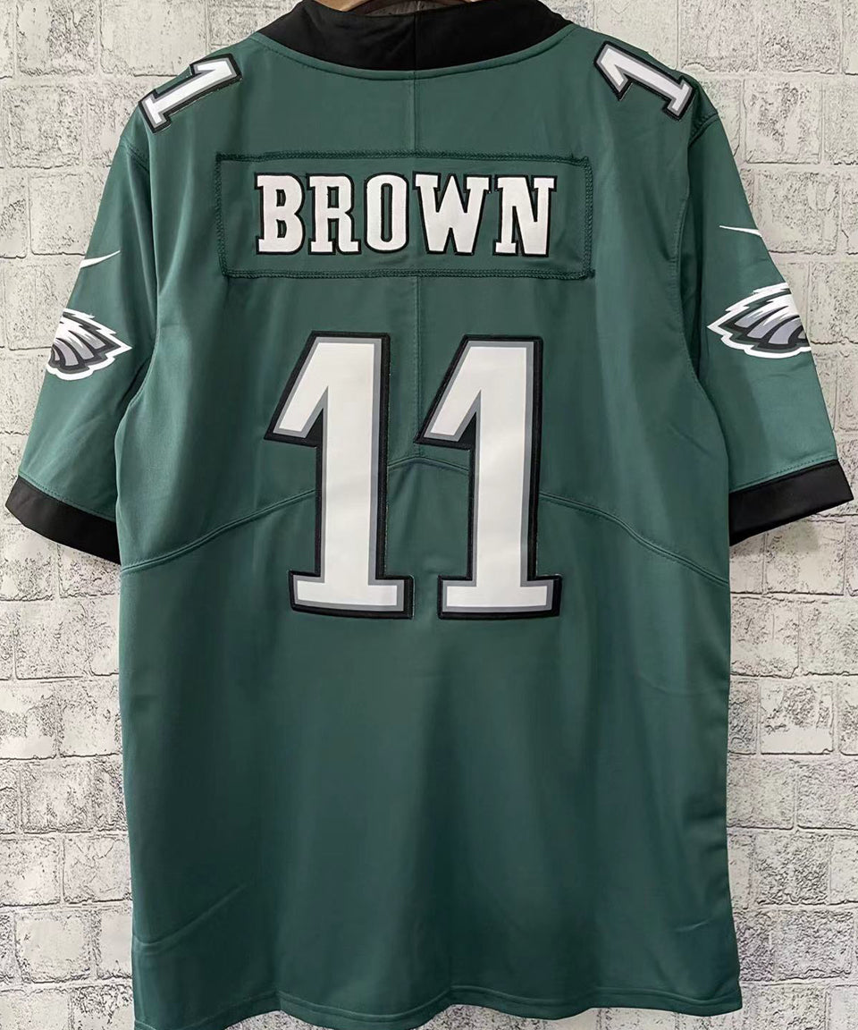 Men Philadelphia Eagles BROWN # 11 Green NFL Jersey