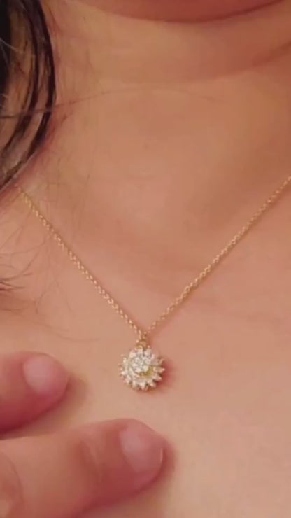 Diamond-Studded Rotating Daisy Necklace