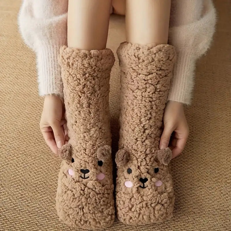 TWS Fuzzy Golden Doodle Slipper Socks