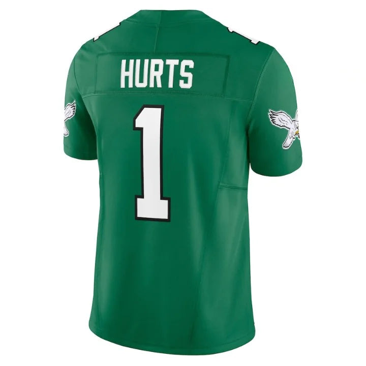 Camiseta verde de Jalen Hurts Kelly de los Philadelphia Eagles para hombre