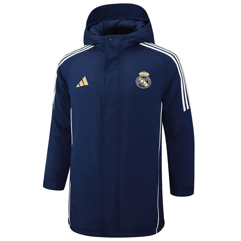 R. Madrid Logo Hooded Windbreaker Fabric Cotton Coat