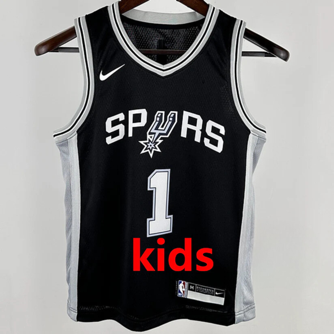 2024/25 Spurs WEMBANYAMA # 1 Black Kids NBA Jersey