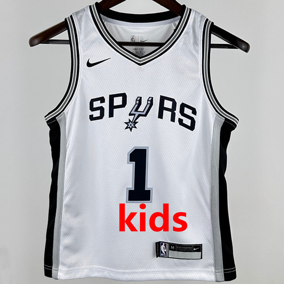 2024/25 Spurs WEMBANYAMA # 1 White Kids NBA Jersey