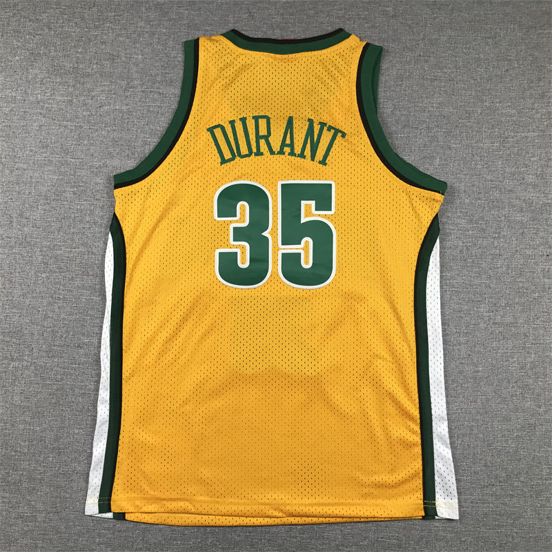 Seattle SuperSonics DURANT #35 Yellow and Green Kids NBA Jersey