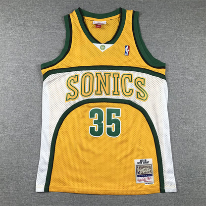 Seattle SuperSonics DURANT #35 Yellow and Green Kids NBA Jersey