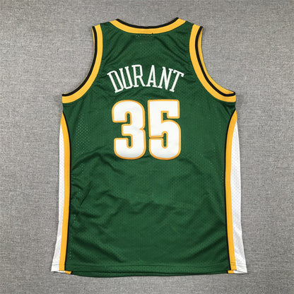 Seattle SuperSonics DURANT #35 Yellow and Green Kids NBA Jersey