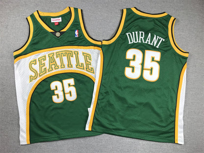 Seattle SuperSonics DURANT #35 Yellow and Green Kids NBA Jersey